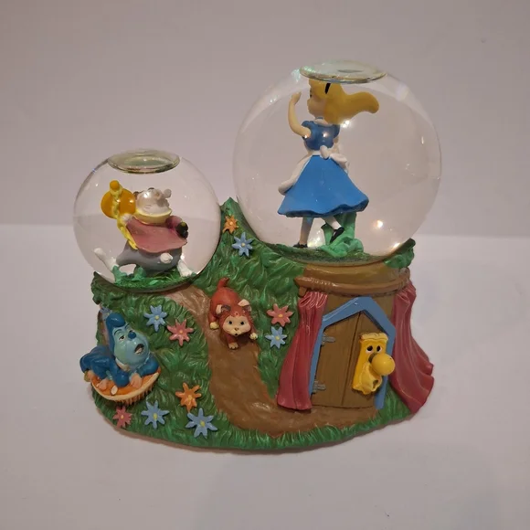 RARE, Enesco, Disney Alice in Wonderland Musical Double Snow Globe Music Works!